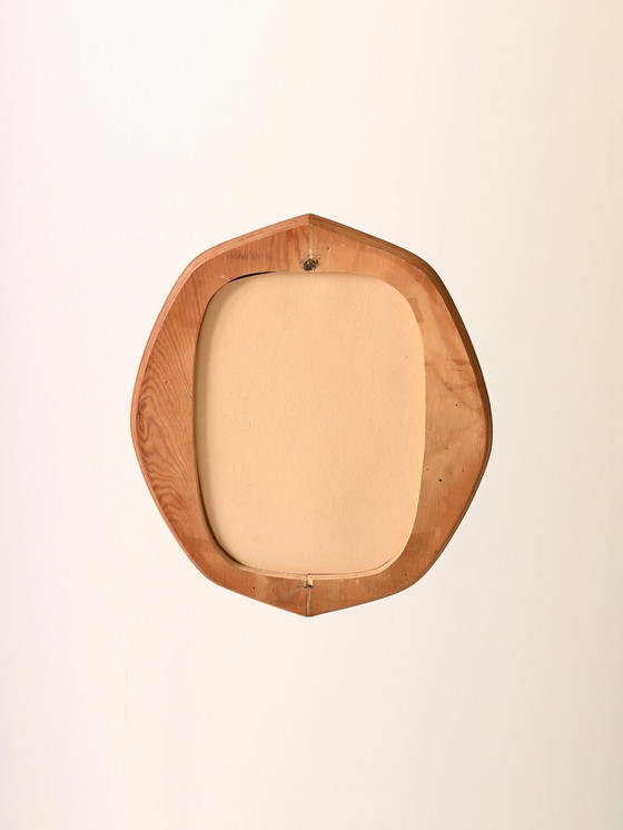 Image 1 of Miroir Scandinave Vintage en Teck - 1950S Compact Design