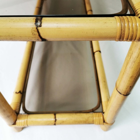 Image 1 of Etagère vintage en bambou et verre, Allemagne 1970