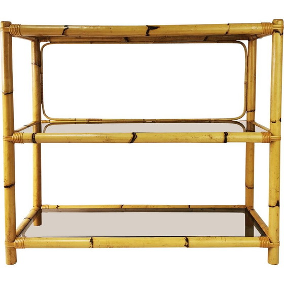 Image 1 of Etagère vintage en bambou et verre, Allemagne 1970