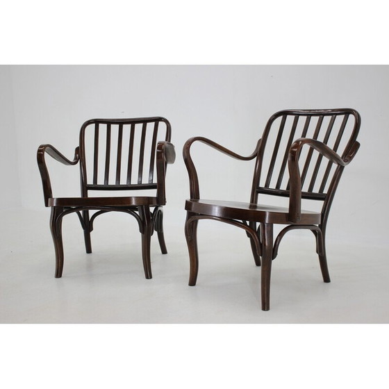 Image 1 of Paire de fauteuils vintage en bois courbé no. 752 par Josef Frank pour Thon, années 1950