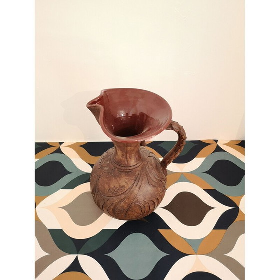 Image 1 of Pichet vintage en terre cuite avec intérieur émaillé