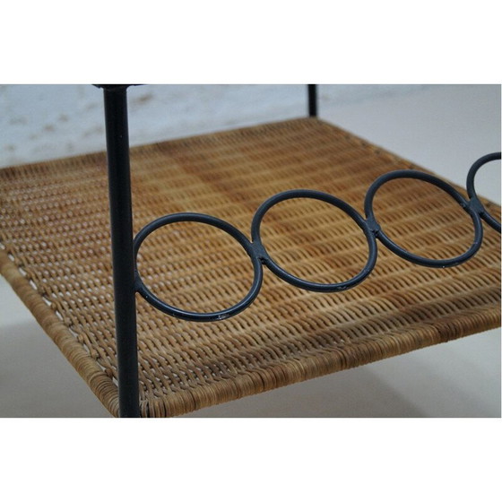 Image 1 of Chariot de bar en rotin vintage, 1960