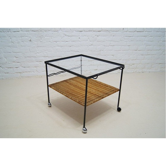 Image 1 of Chariot de bar en rotin vintage, 1960