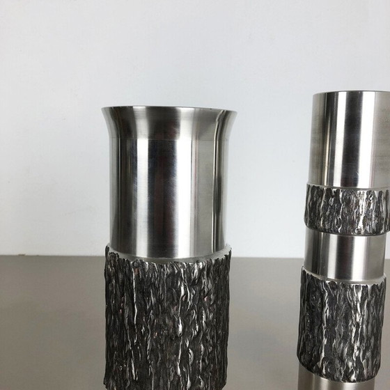 Image 1 of Paire de vases en acier brutalistes, Allemagne 1970