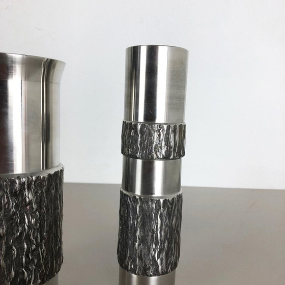 Image 1 of Paire de vases en acier brutalistes, Allemagne 1970