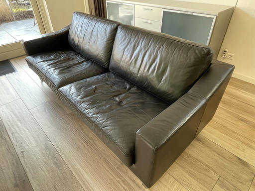 Leolux Sofa Antonia, canapé 3 places en cuir noir