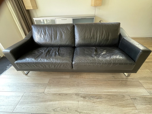 Leolux Sofa Antonia, canapé 3 places en cuir noir