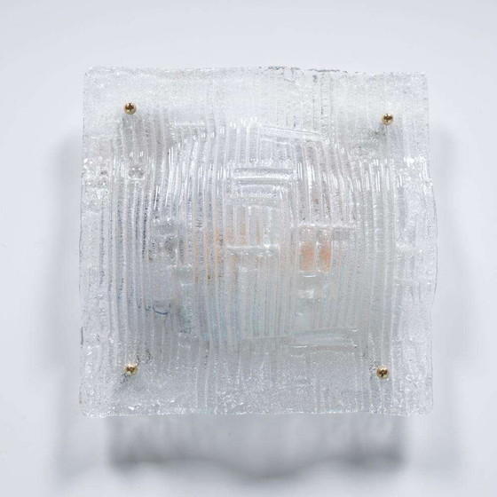 Image 1 of Plafonnier de l'ère spatiale en verre incurvé, lampe murale en verre vintage