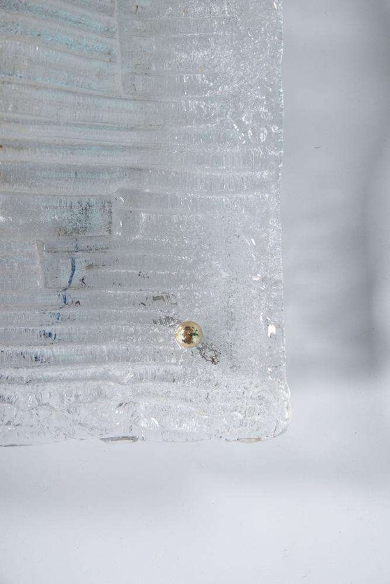 Image 1 of Plafonnier de l'ère spatiale en verre incurvé, lampe murale en verre vintage