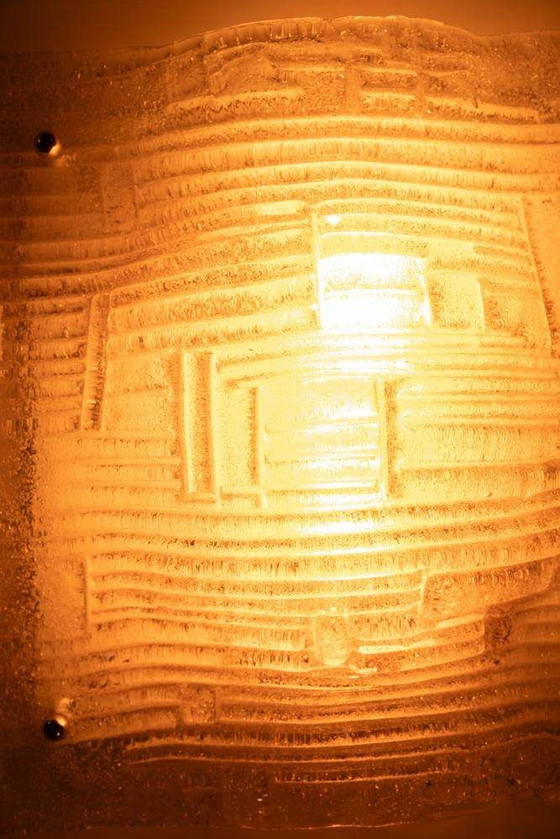 Image 1 of Plafonnier de l'ère spatiale en verre incurvé, lampe murale en verre vintage