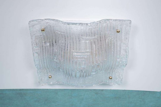 Image 1 of Plafonnier de l'ère spatiale en verre incurvé, lampe murale en verre vintage