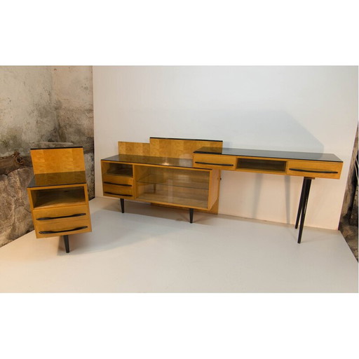 Ensemble de table, table de chevet et commode vintage modulable par M. Pozar, 1960s