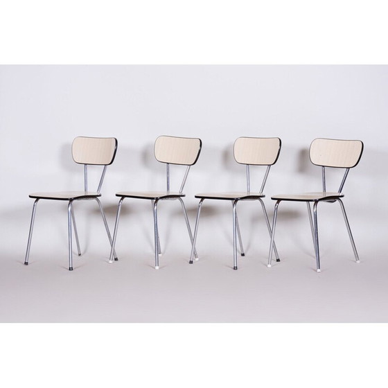 Image 1 of Ensemble de 4 chaises du milieu du siècle en formica et chrome, années 60