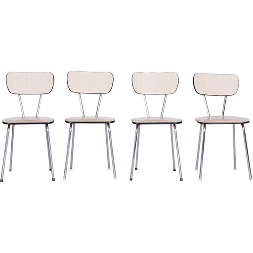 Ensemble de 4 chaises du milieu du siècle en formica et chrome, années 60