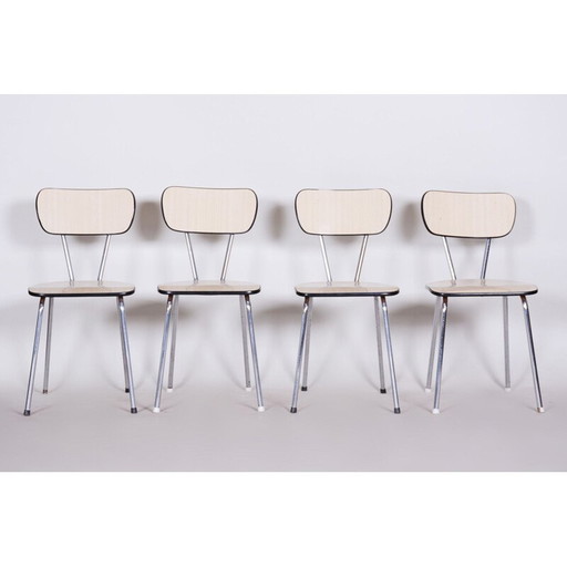 Ensemble de 4 chaises du milieu du siècle en formica et chrome, années 60