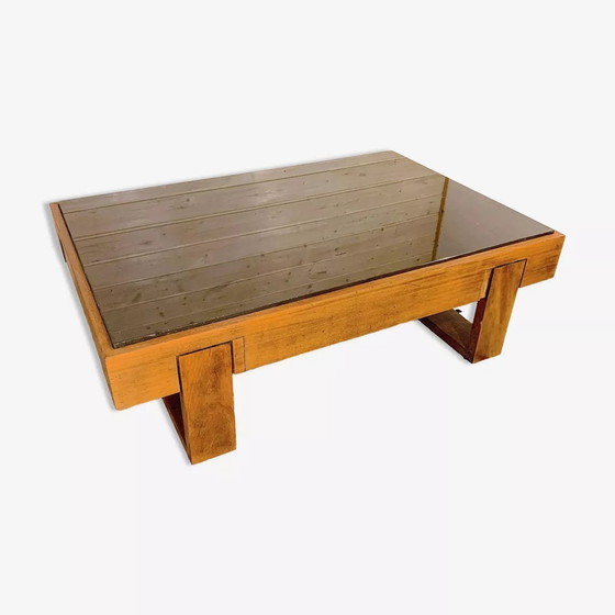 Image 1 of Table basse en bois de rose, avec plateau en verre noir, Brésil 1970S