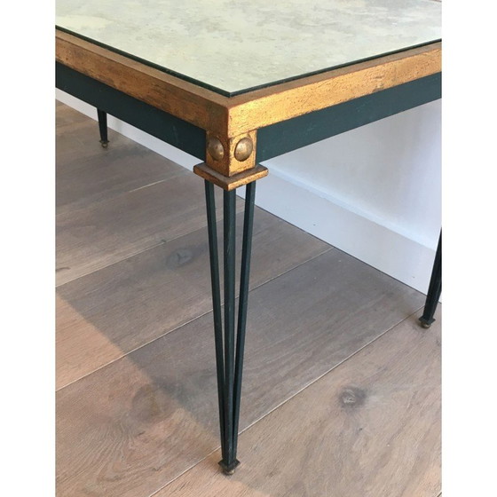 Image 1 of Table basse vintage en acier patiné et doré, 1940