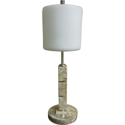 Lampe Vintage Art Déco en métal, pierre et verre par Kámen Praha, Tchécoslovaquie 1935