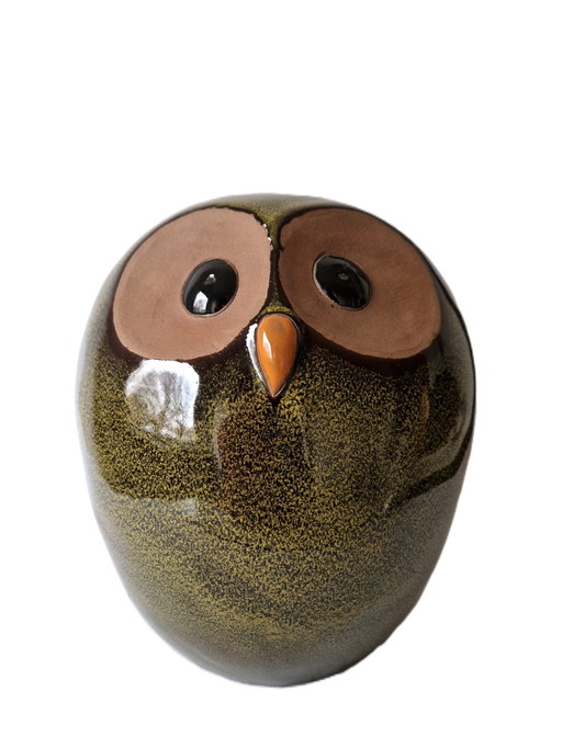 Grand hibou sphérique en céramique - 22 cm