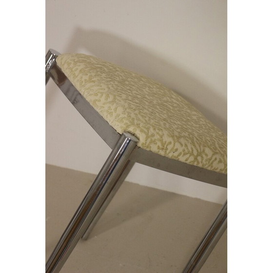 Image 1 of Tabouret vintage en velours jacquard et métal chromé pour Casamance