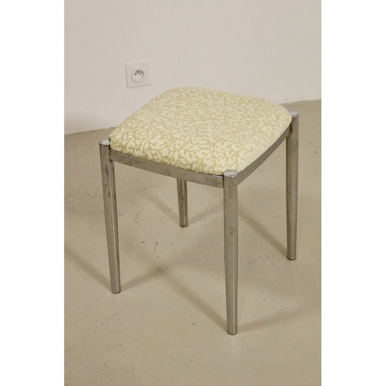 Image 1 of Tabouret vintage en velours jacquard et métal chromé pour Casamance