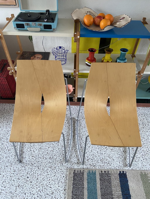 Deux chaises design finlandaises de Teemu Jårvi en placage de bouleau de 2000