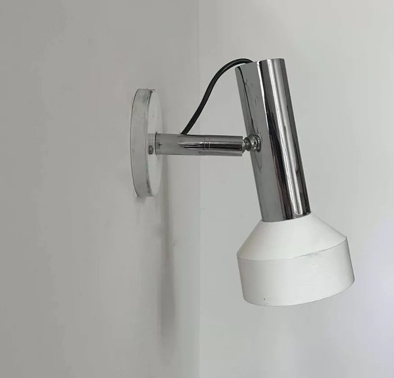 Image 1 of Applique Vintage Orientable, Chrome Et Métal Laqué Blanc, France 1960