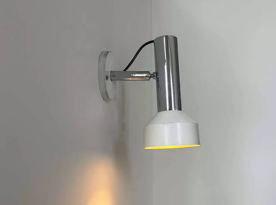 Image 1 of Applique Vintage Orientable, Chrome Et Métal Laqué Blanc, France 1960