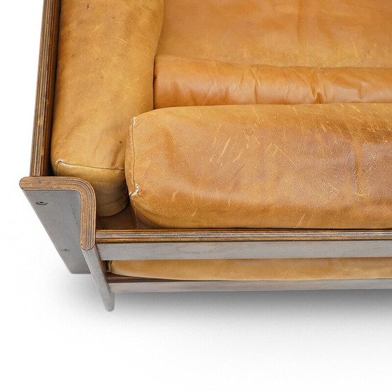 Image 1 of Canapé 2 places vintage "Zelda" en contreplaqué et cuir par Sergio Asti pour Poltronova, 1960