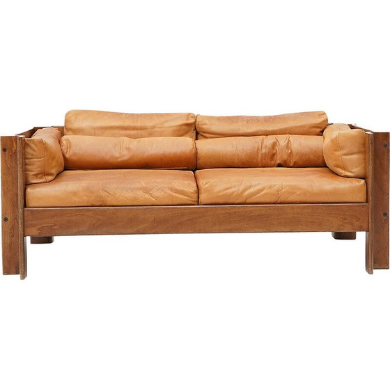 Image 1 of Canapé 2 places vintage "Zelda" en contreplaqué et cuir par Sergio Asti pour Poltronova, 1960