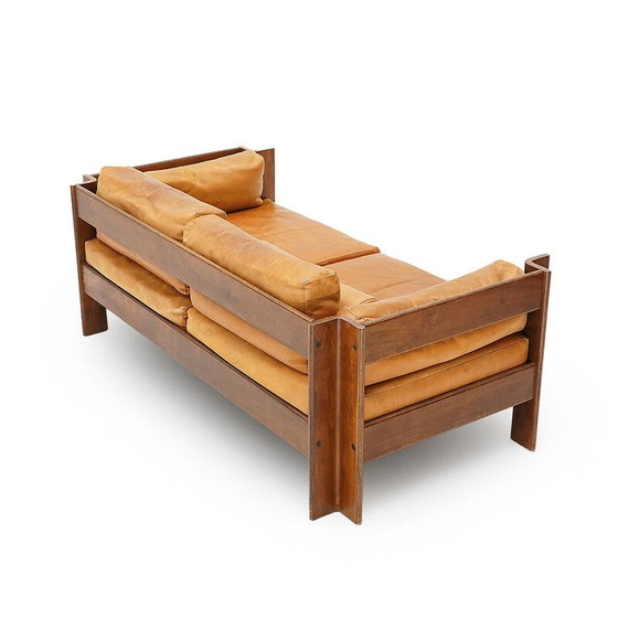 Image 1 of Canapé 2 places vintage "Zelda" en contreplaqué et cuir par Sergio Asti pour Poltronova, 1960