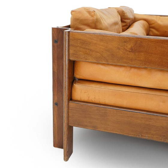Image 1 of Canapé 2 places vintage "Zelda" en contreplaqué et cuir par Sergio Asti pour Poltronova, 1960