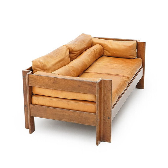 Image 1 of Canapé 2 places vintage "Zelda" en contreplaqué et cuir par Sergio Asti pour Poltronova, 1960