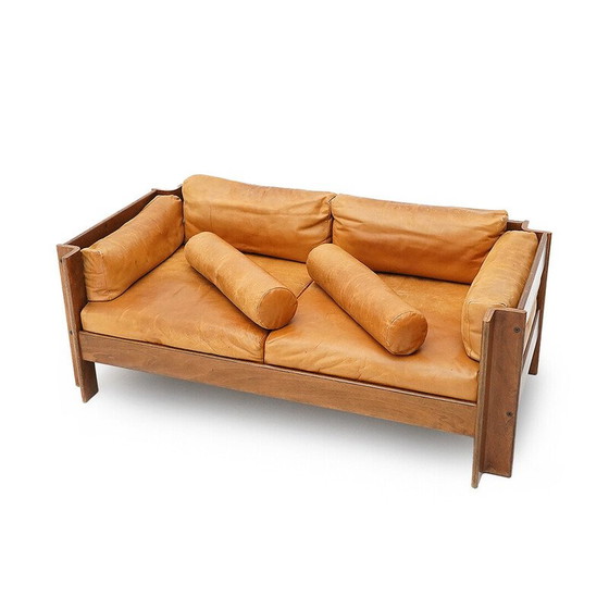 Image 1 of Canapé 2 places vintage "Zelda" en contreplaqué et cuir par Sergio Asti pour Poltronova, 1960