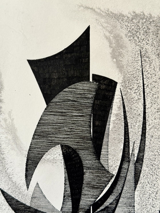 Image 1 of Eugene Eechaut 1928-2019 Très Beau Dessin Architecturale À L’Encre De Chine