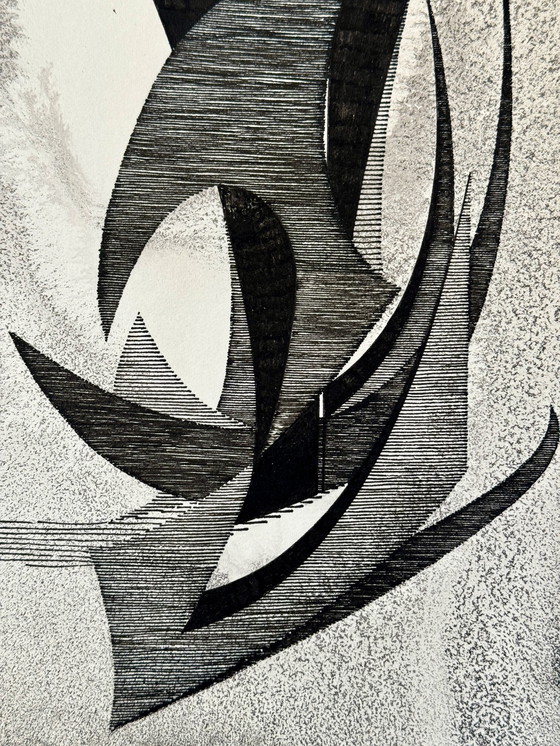 Image 1 of Eugene Eechaut 1928-2019 Très Beau Dessin Architecturale À L’Encre De Chine