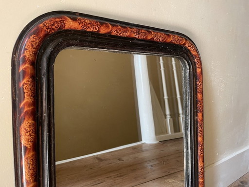 Très Beau Miroir Boisé Louis Philippe Français 54 Cm.