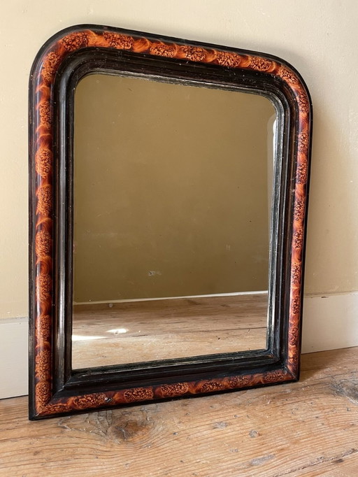 Très Beau Miroir Boisé Louis Philippe Français 54 Cm.