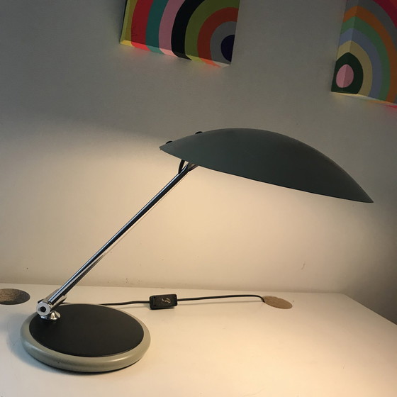 Image 1 of Lampe De Bureau Vintage • Soucoupe • Aluminor • Space Age • 1960
