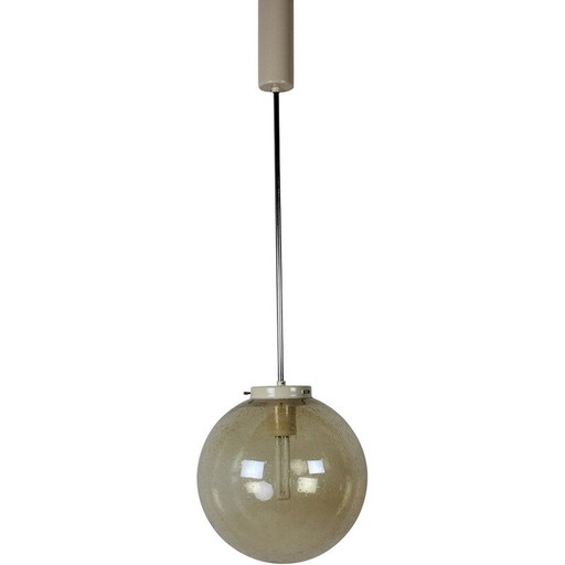 Lampe suspendue vintage en métal et verre, Tchécoslovaquie 1982s