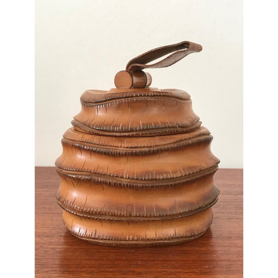 Image 1 of Boîte vintage en bois et cuir de Dan Karner, 1960