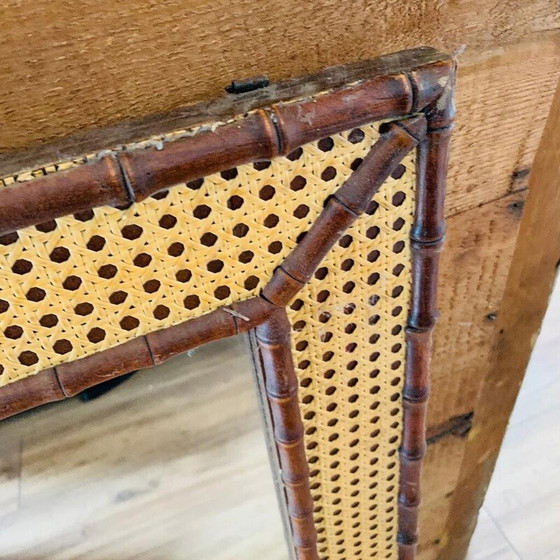Image 1 of Miroir vintage en bois et rotin