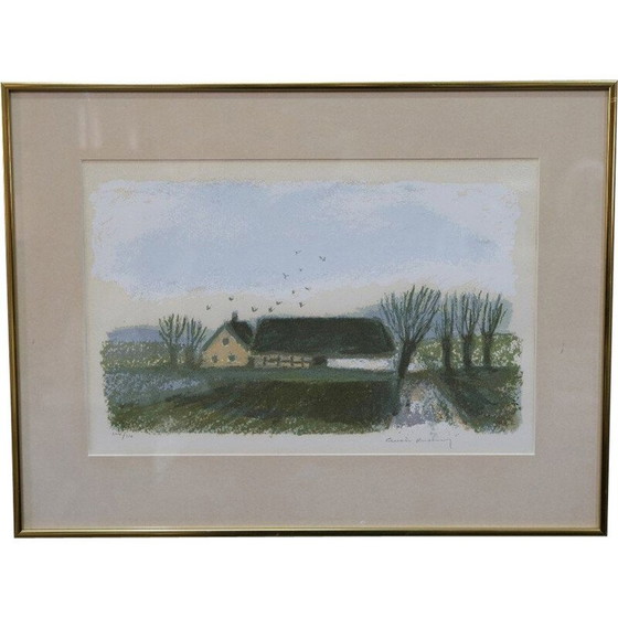 Image 1 of Lithographie vintage en couleur de Gustav Rudberg, 1970