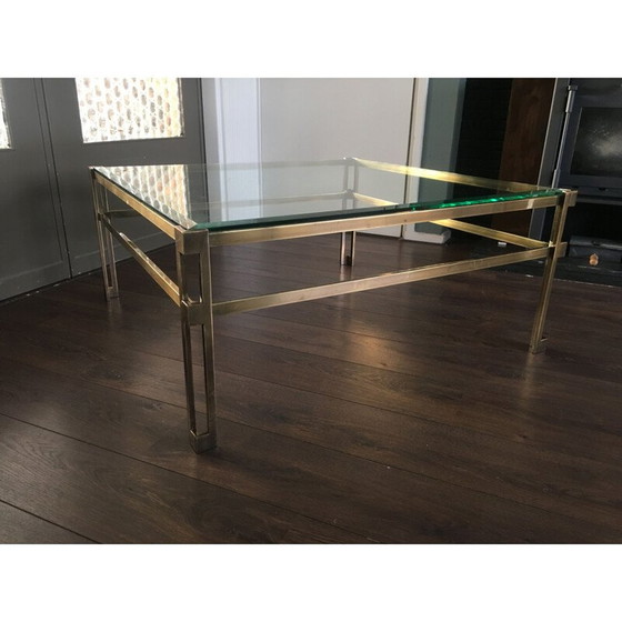 Image 1 of Table basse vintage en laiton par Ghyczy, 1980