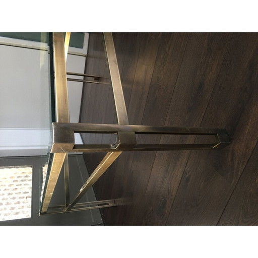 Table basse vintage en laiton par Ghyczy, 1980