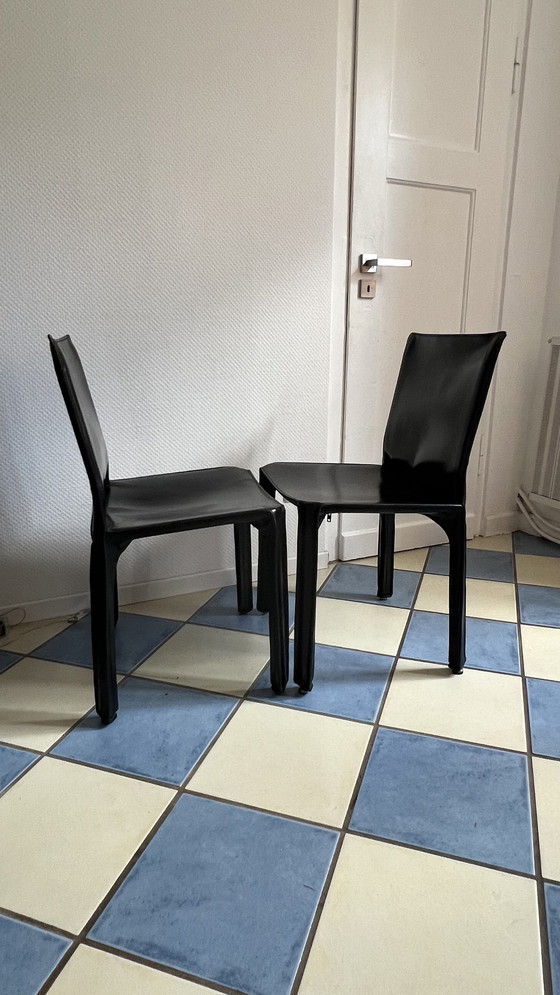 Image 1 of 6 X Cassina Cab 412 , cuir noir, Mario Bellini