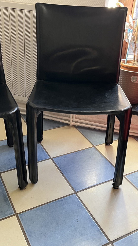 Image 1 of 6 X Cassina Cab 412 , cuir noir, Mario Bellini