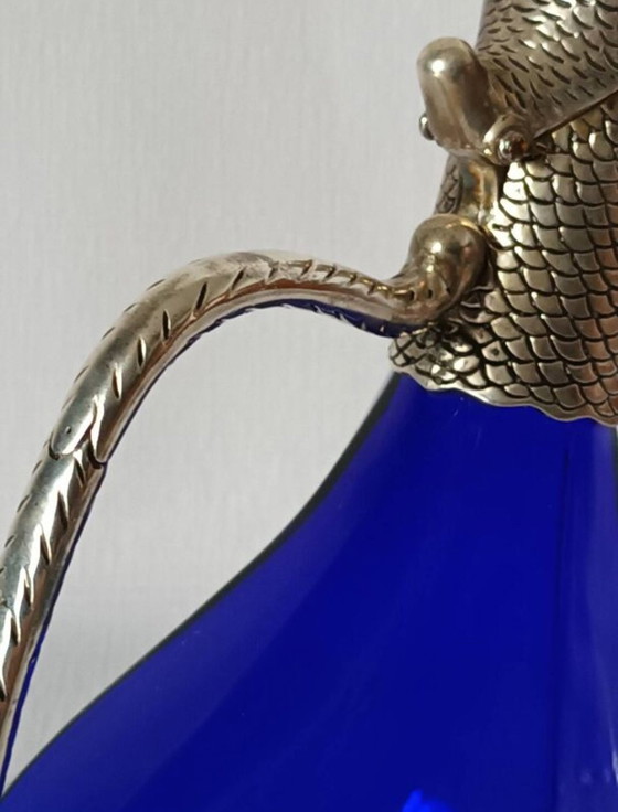 Image 1 of Carafe Zoomorphe En Verre Et Métal Argenté Xxème 