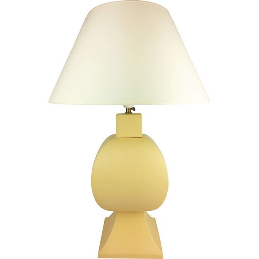 Lampe vintage en céramique jaune de la Faïencerie de Charolles, 1980