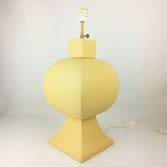 Image 1 of Lampe vintage en céramique jaune de la Faïencerie de Charolles, 1980